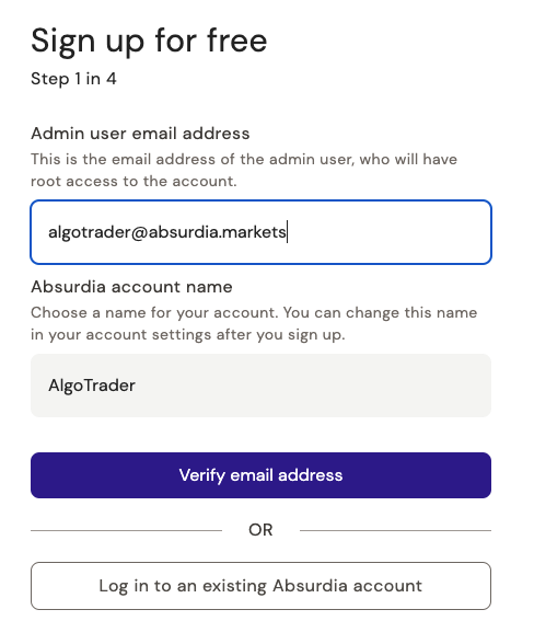 Sign Up Step 1