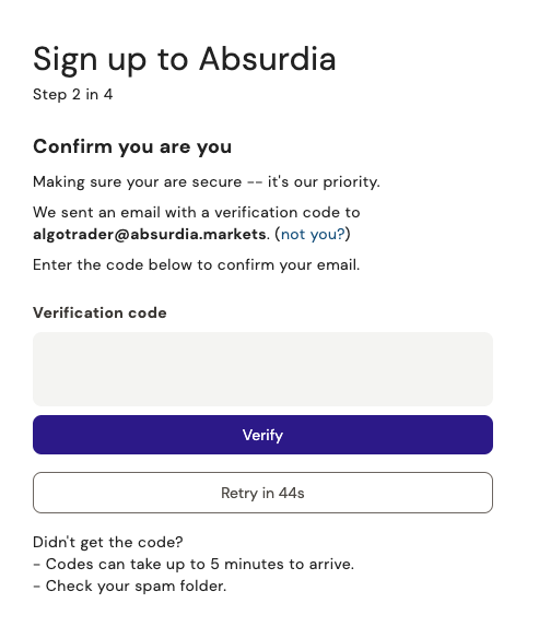 Sign Up Step 2